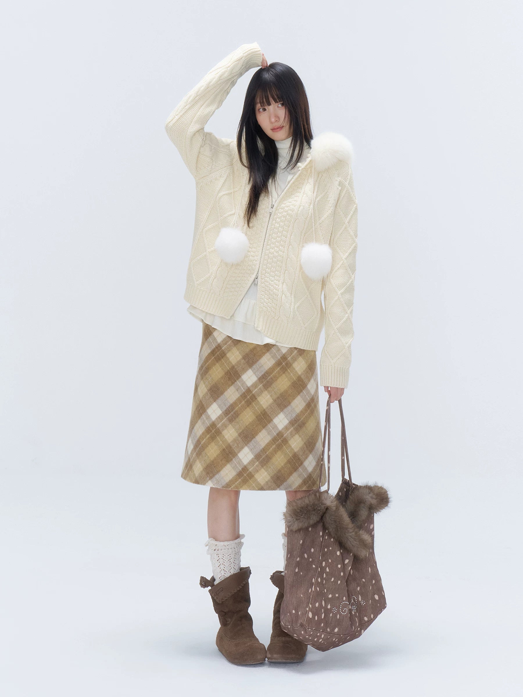 Faux-Fur Deer Rhinestone Tote Bag - view 4