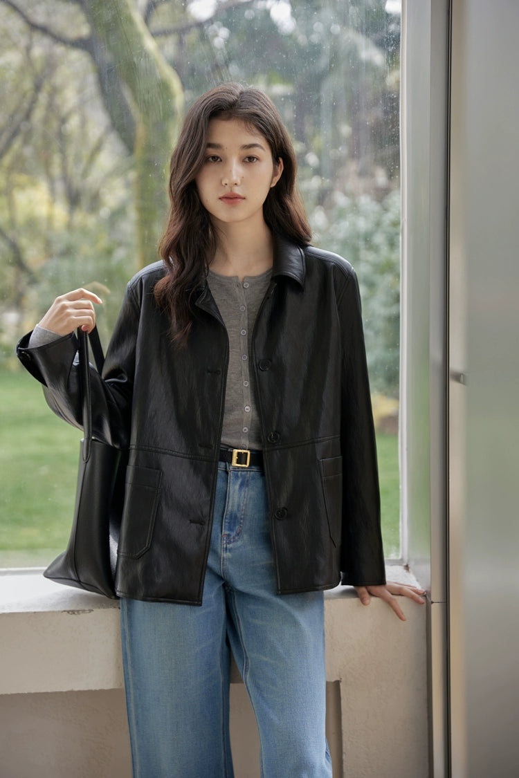 Vintage Short Leather Jacket