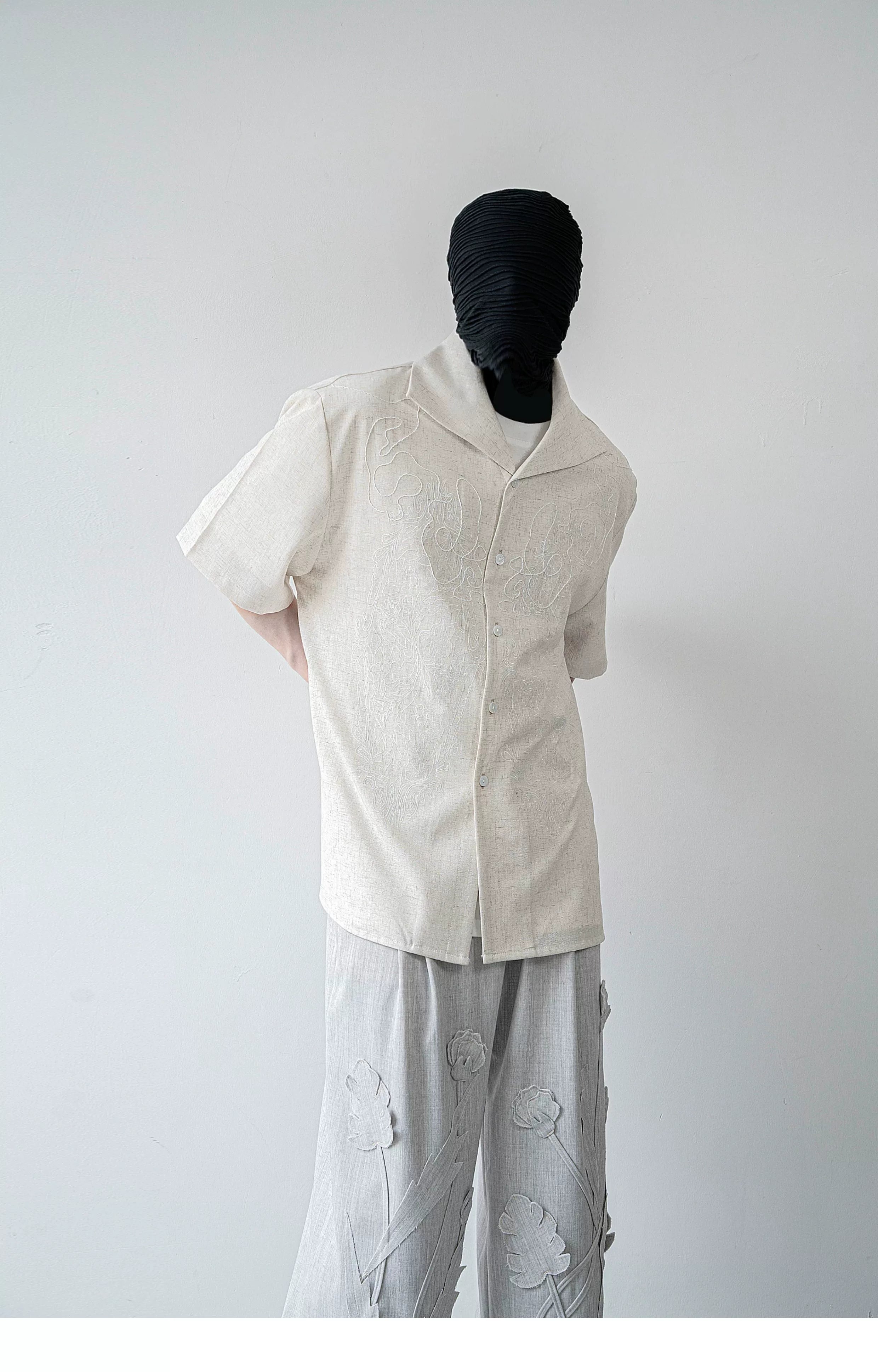 Linen Haze Scroll Camp Shirt