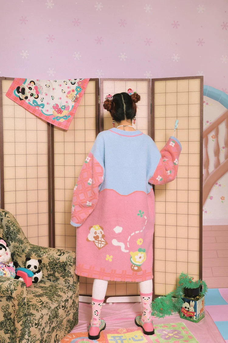 Sweet Panda Tea Party Button Dress