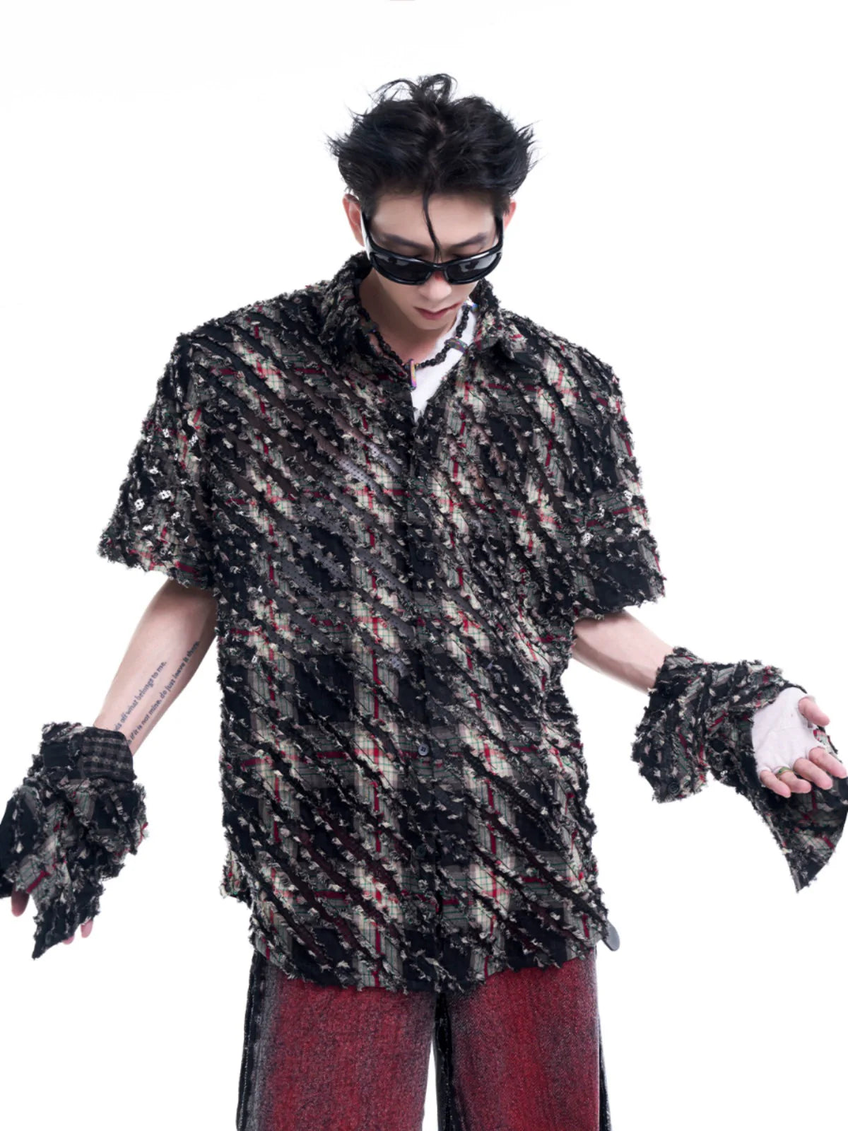 Detachable Sleeve Textured Tweed Jacket