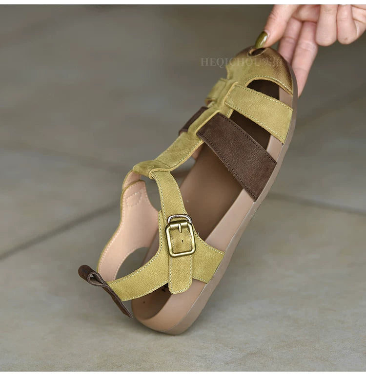 Meadow Vintage T-Strap Leather Sandals