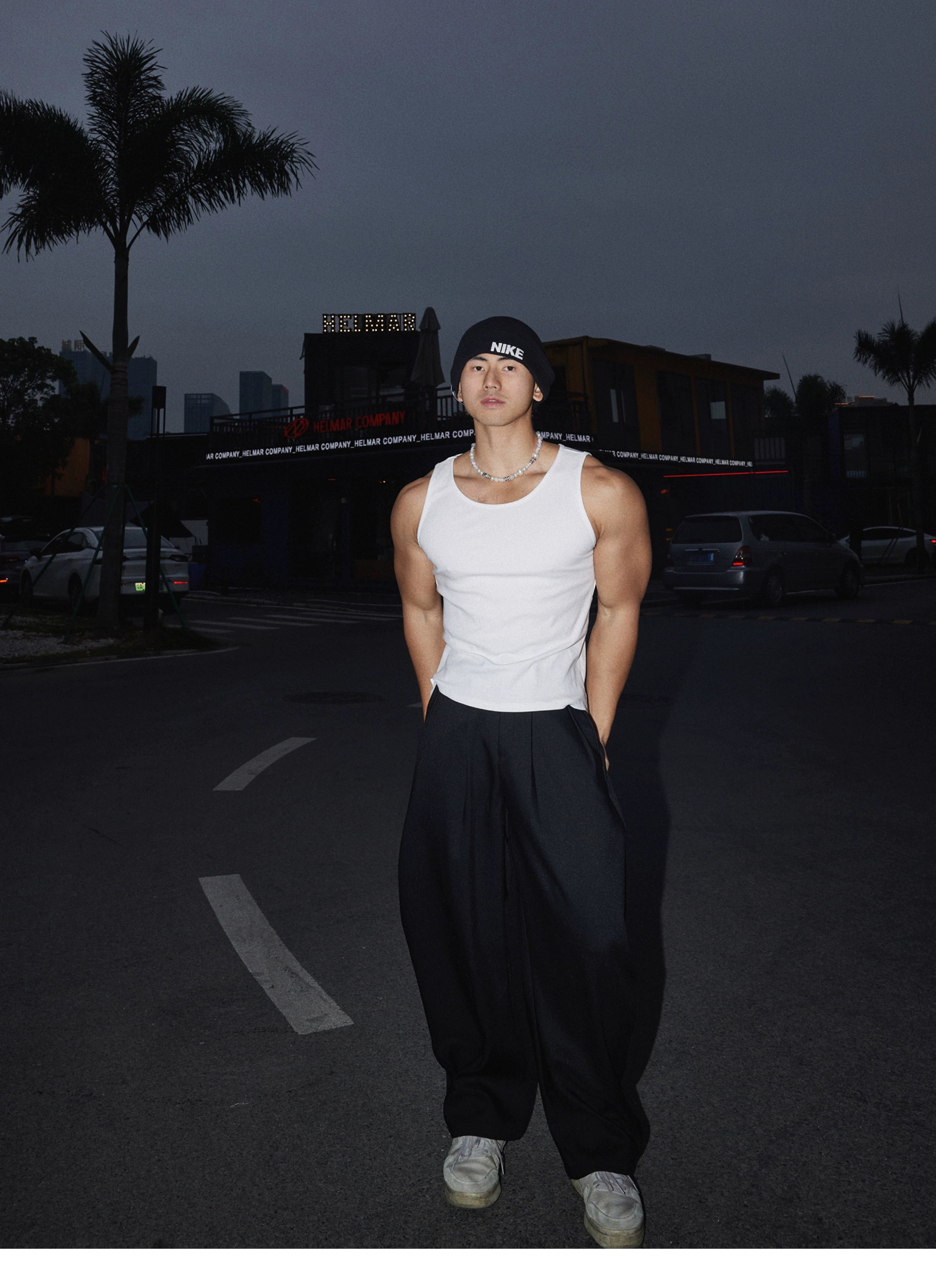 Wide-Leg Pleated Trousers