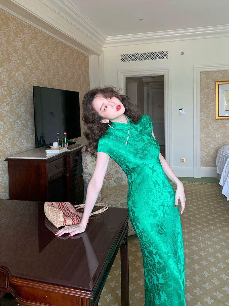 Brocade Cheongsam Qipao Maxi Dress