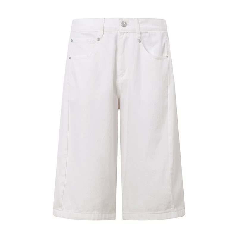 Washed Denim Bermuda Shorts - white variant image