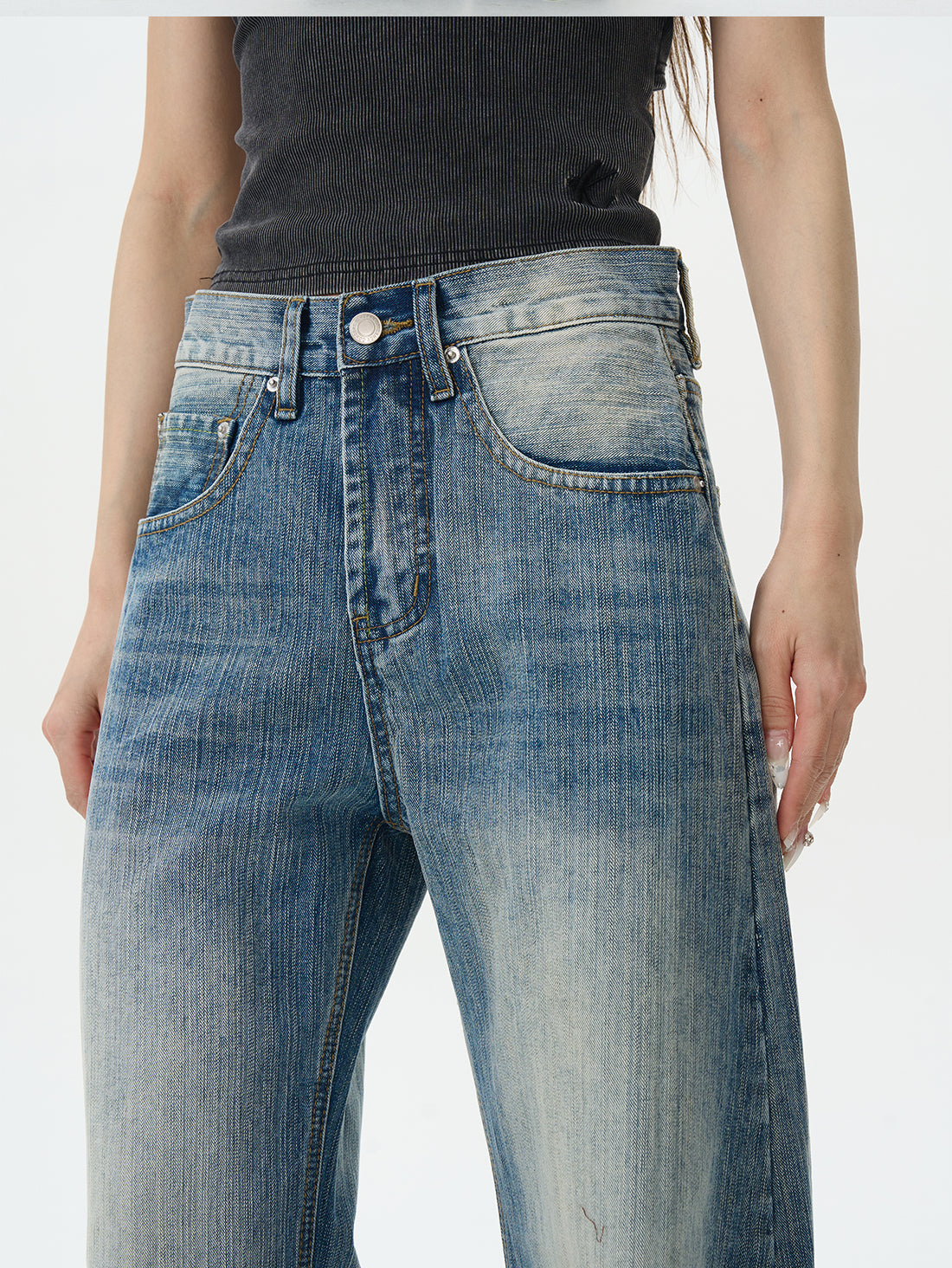 Retro Wide Leg Denim Jeans