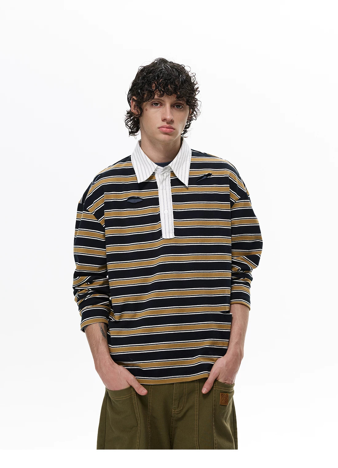 Two-Tone Touchdown Stripe Rugby Shirt
