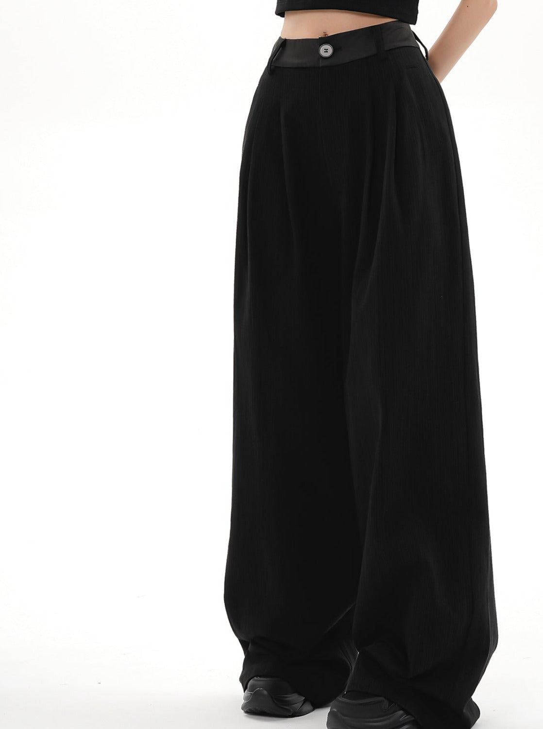 Pantalones palazzo de pierna ancha-pantalones de ajuste de cintura alta