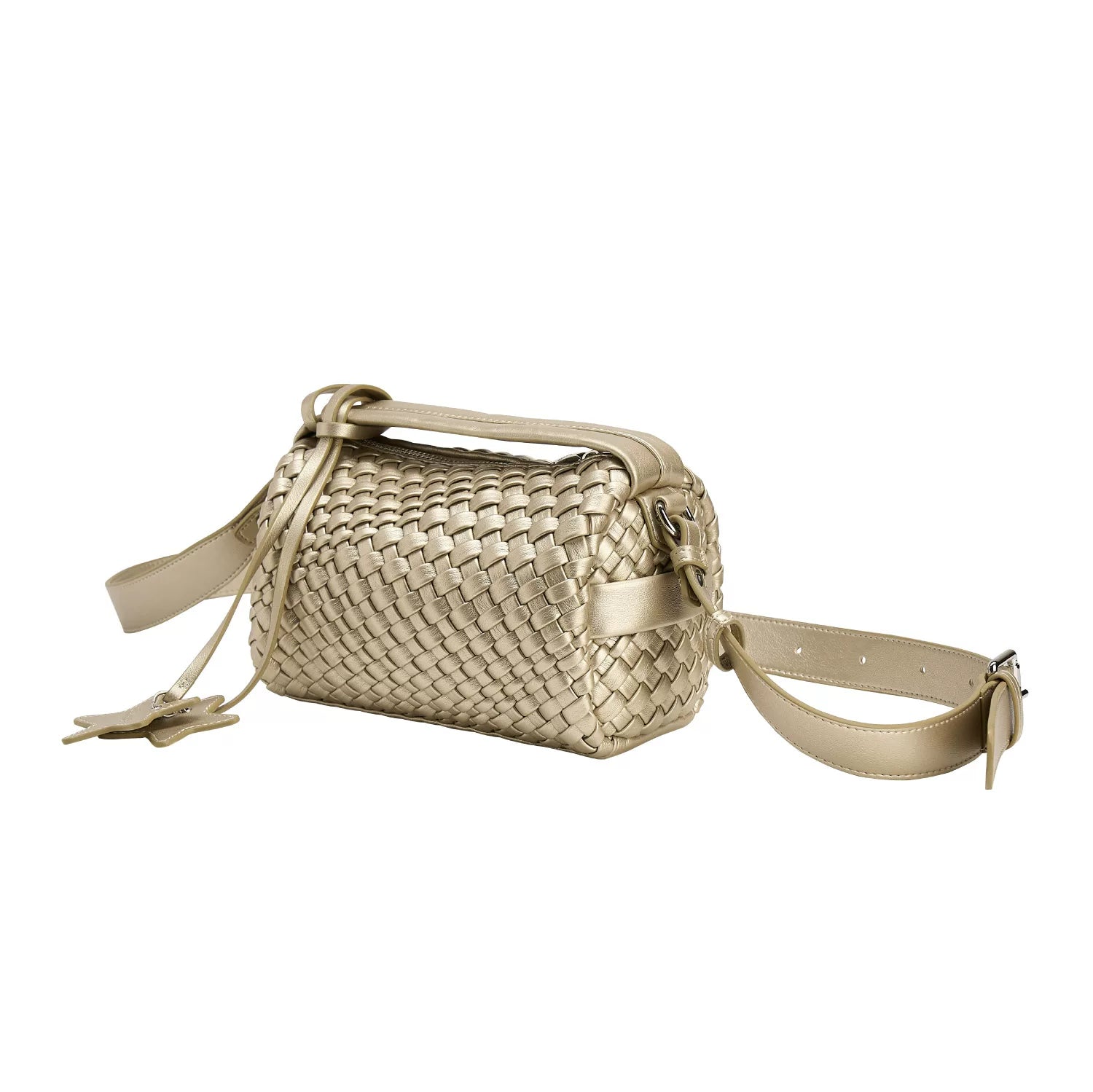 Woven Star Lunchbox Crossbody Bag - Champagne