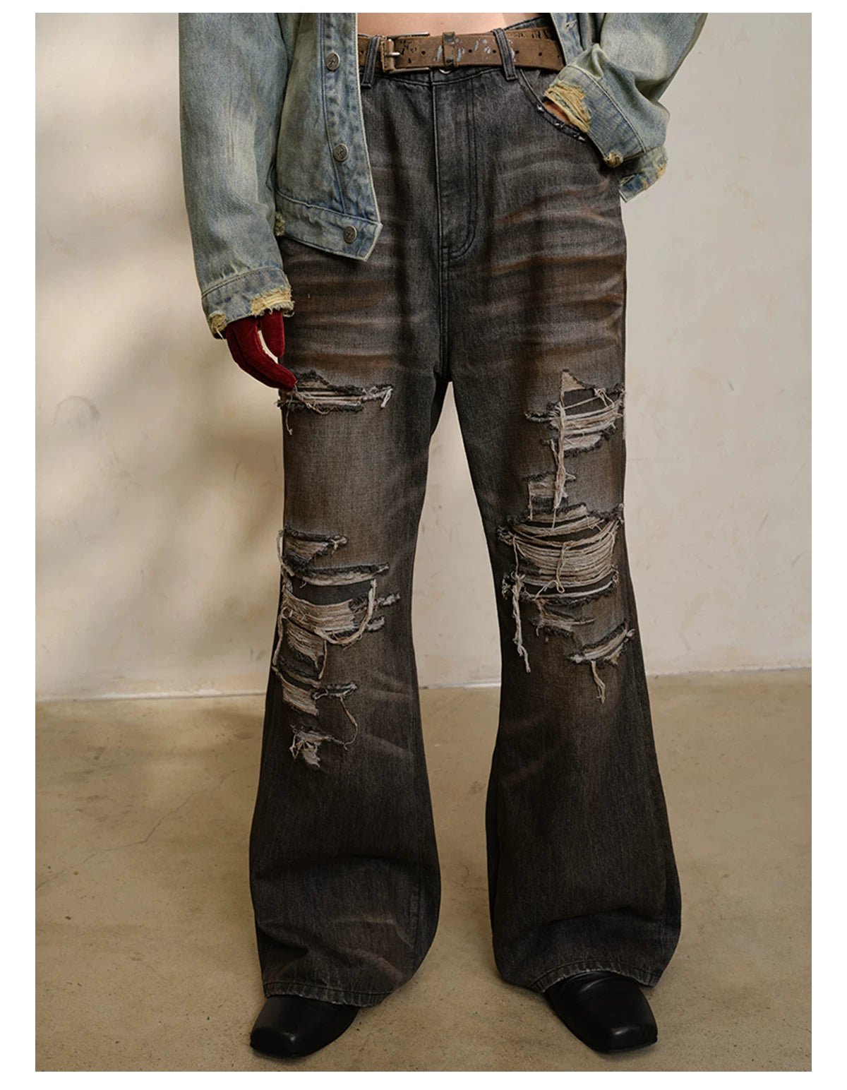 Distressed Pattern Leather Belt