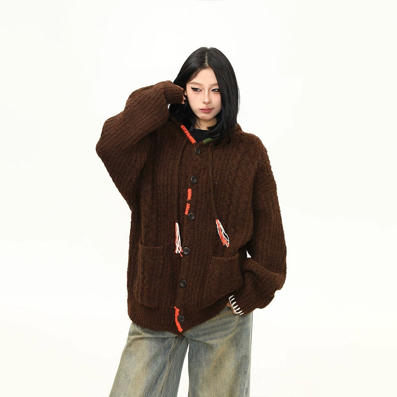 Cocoa Hearth Hooded Knit Cardigan
