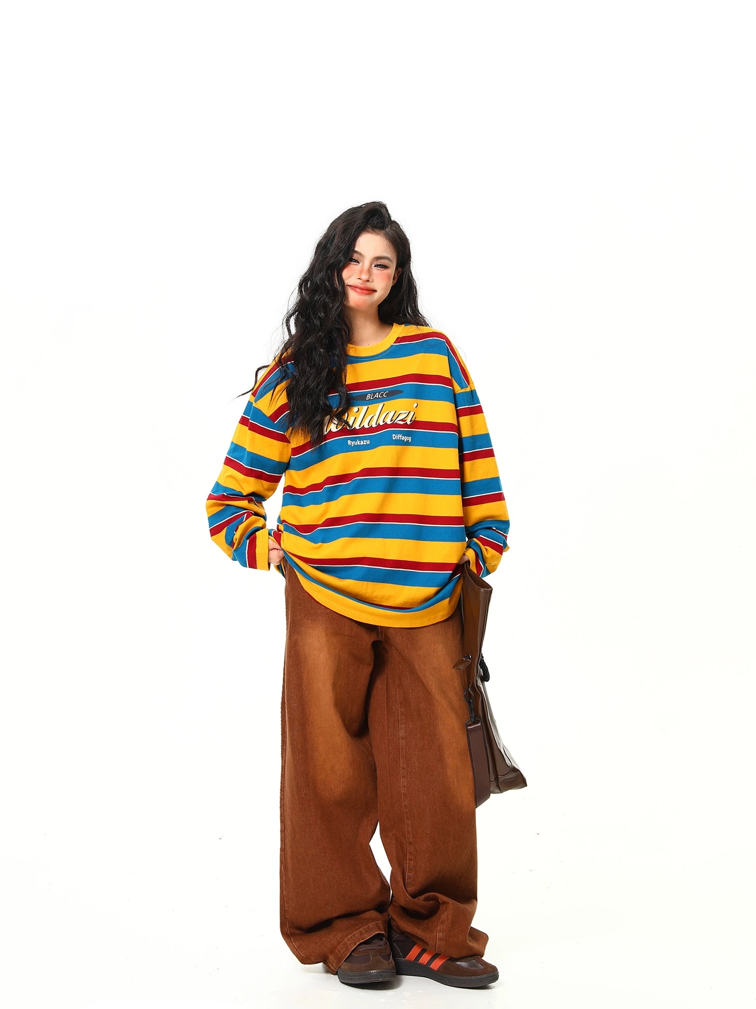Wildazi Retro Striped Oversized Tee