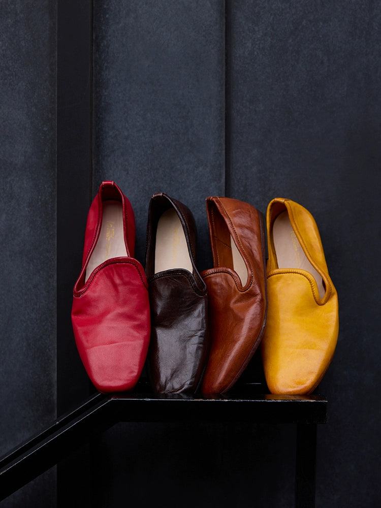 Colorful Leather Square Toe Loafers