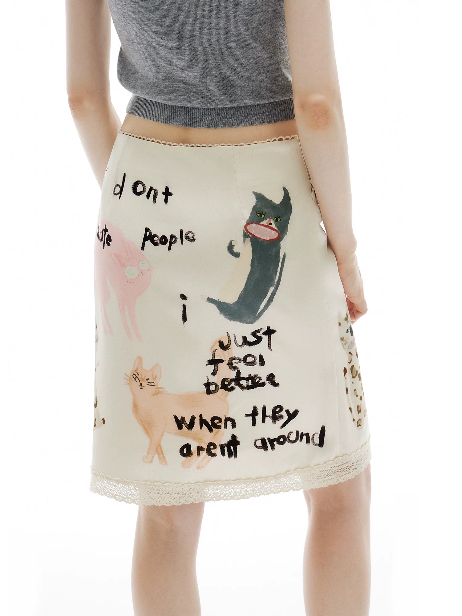 Anti‑Social Kitties Scribble Pencil Skirt