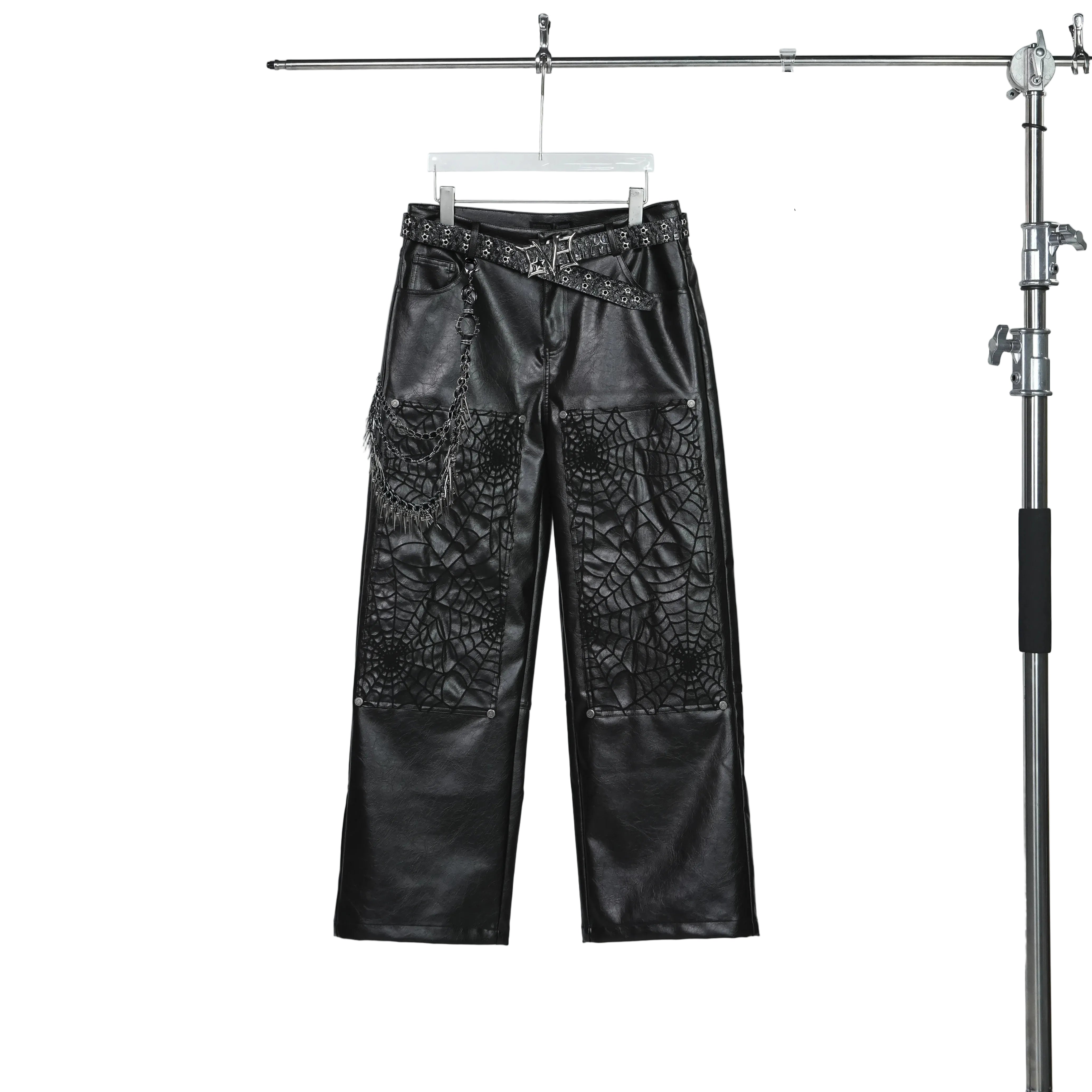 Arachnid Nexus Web-Panel Leather Pants