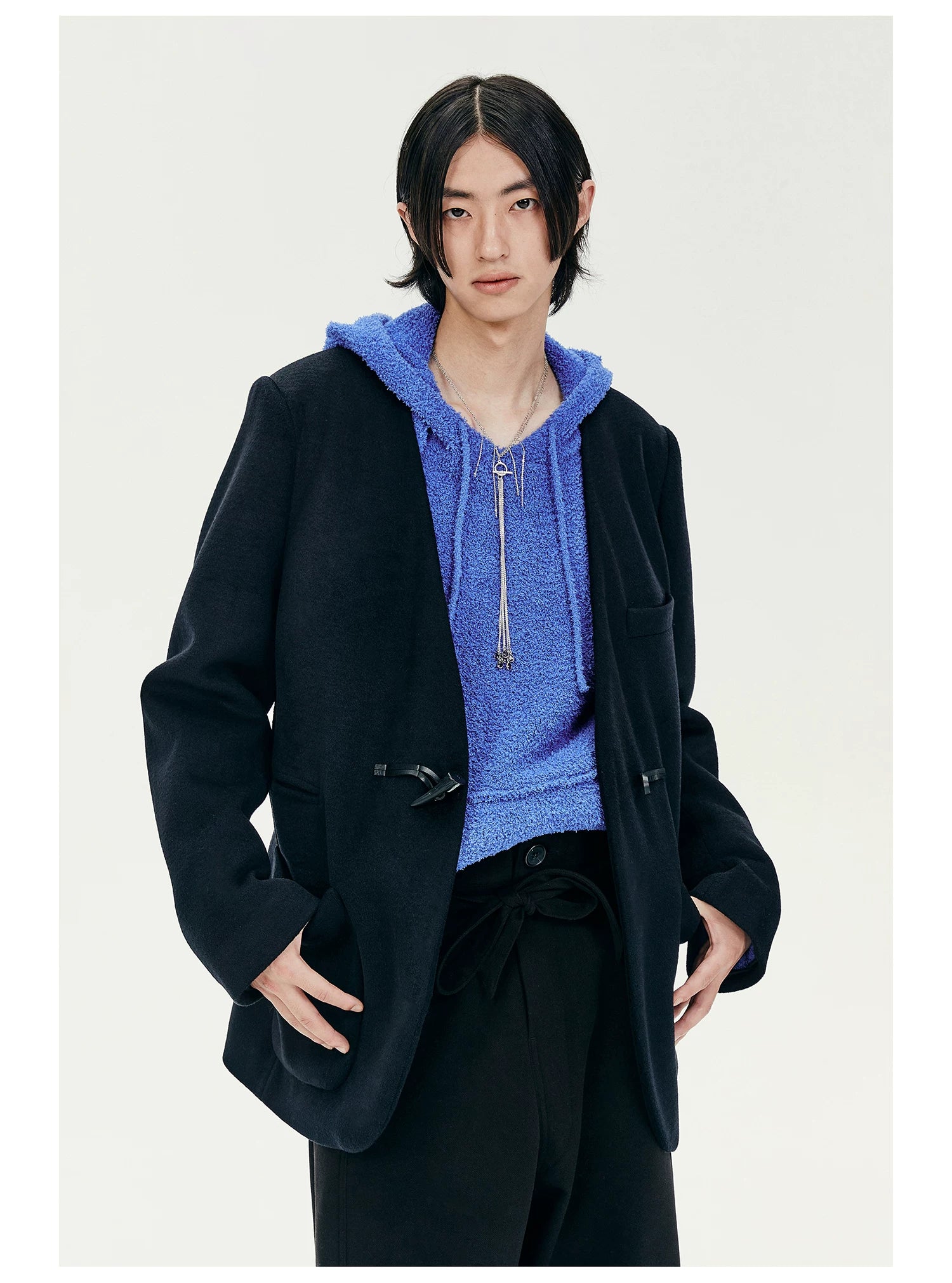 Toggle Closure Collarless Blazer
