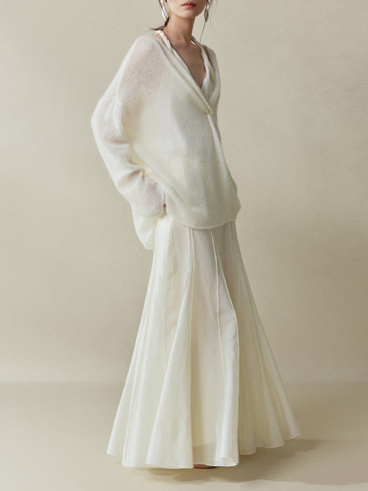 Paneled Cupro Fishtail Maxi Skirt