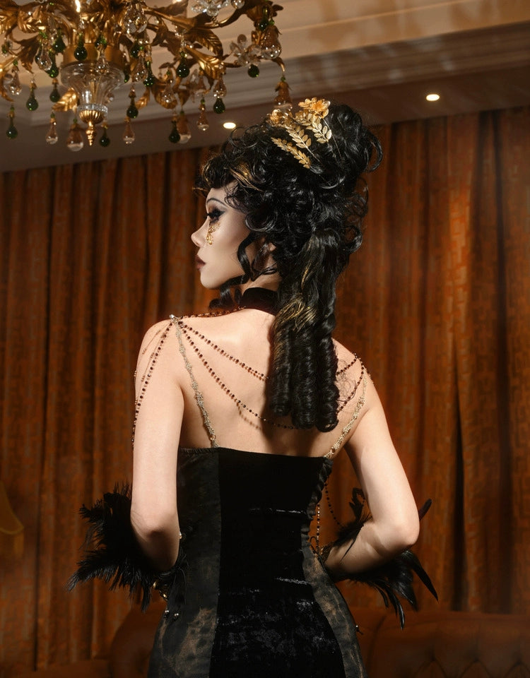 Midnight Lace Victorian Evening Gown