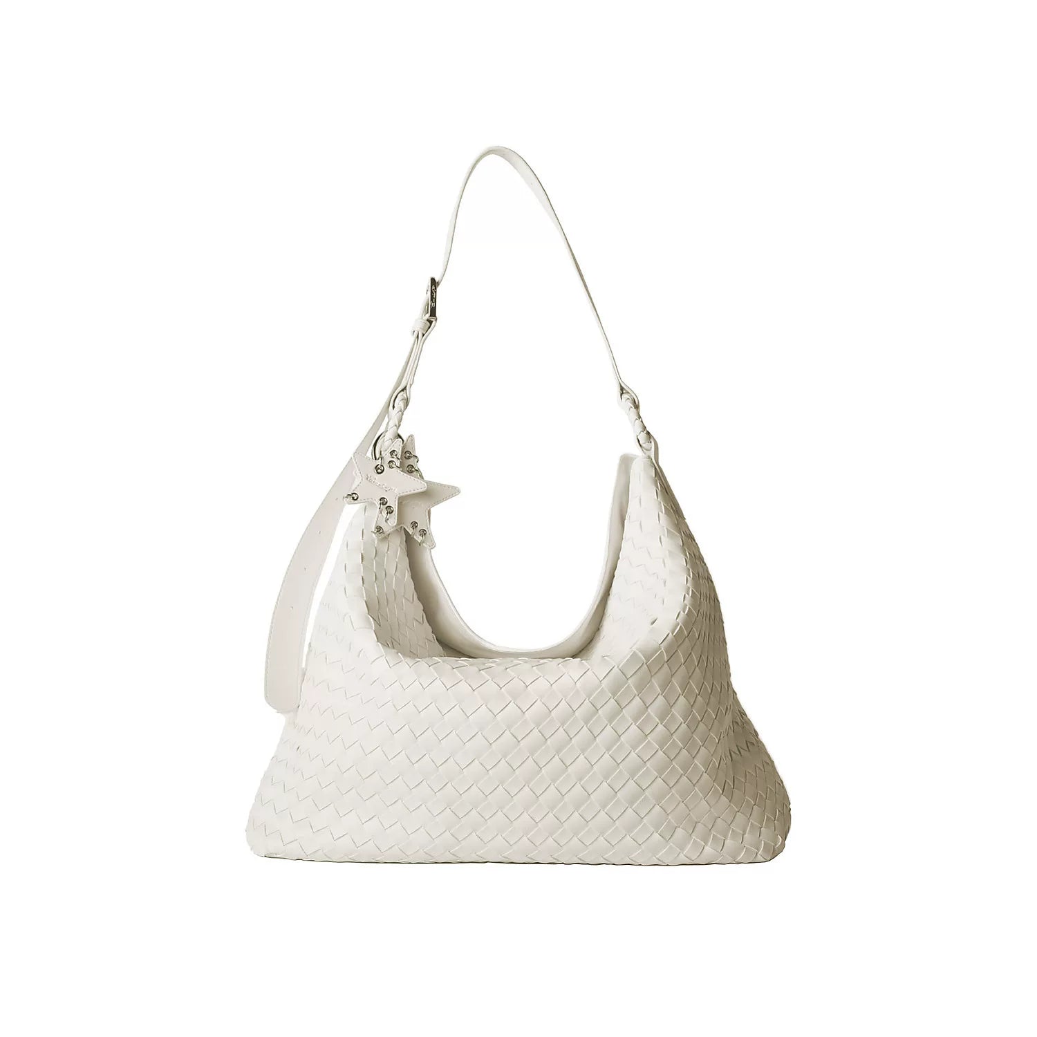 Braided Star Hobo Tote Bag - Ivory / Large