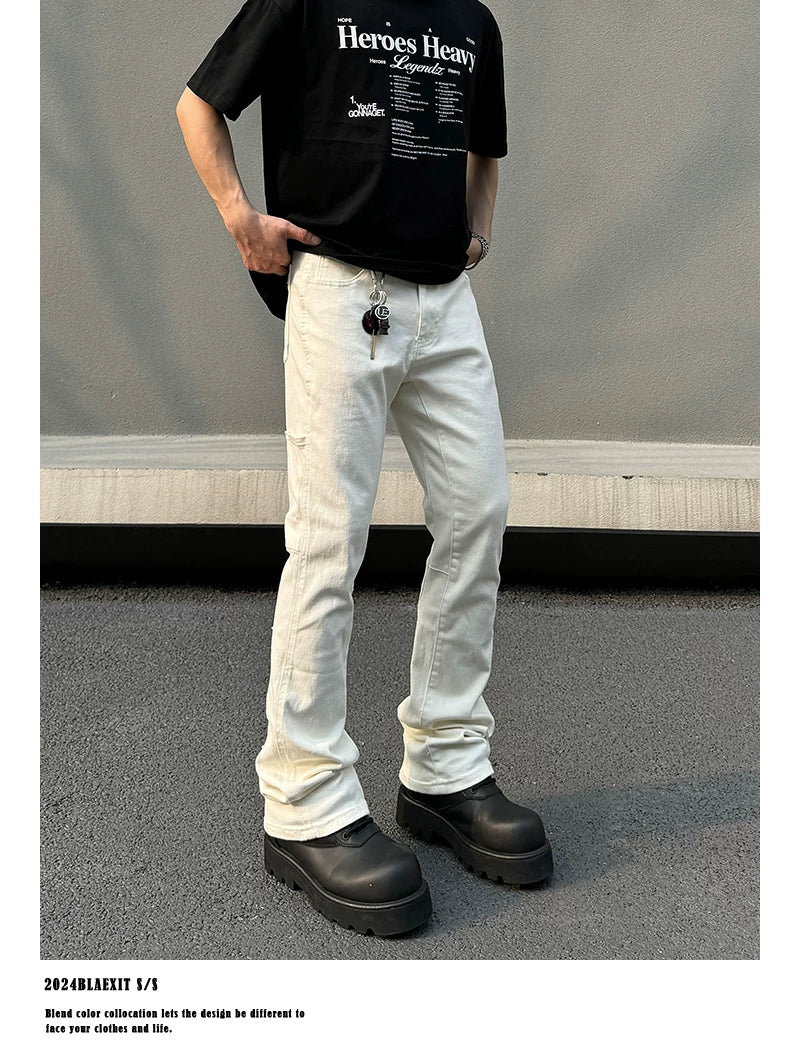Ivory Snap-Hem Utility Jeans