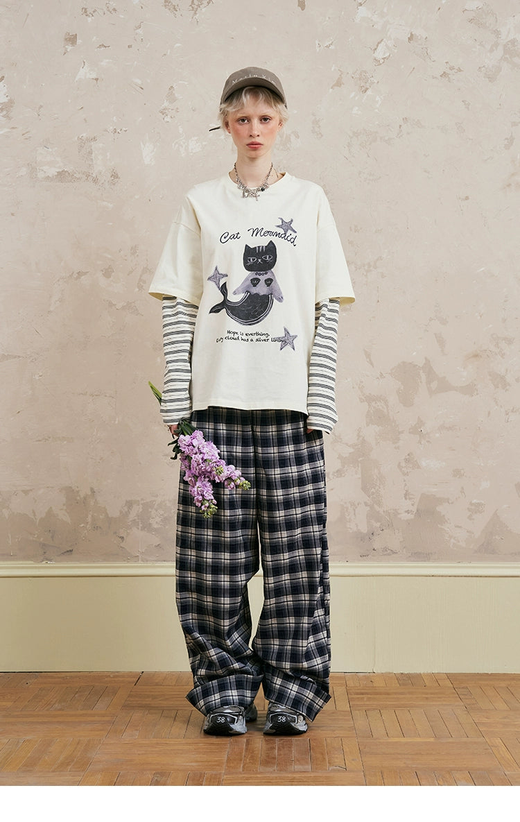 Vintage Graphic Print Layered Sweater