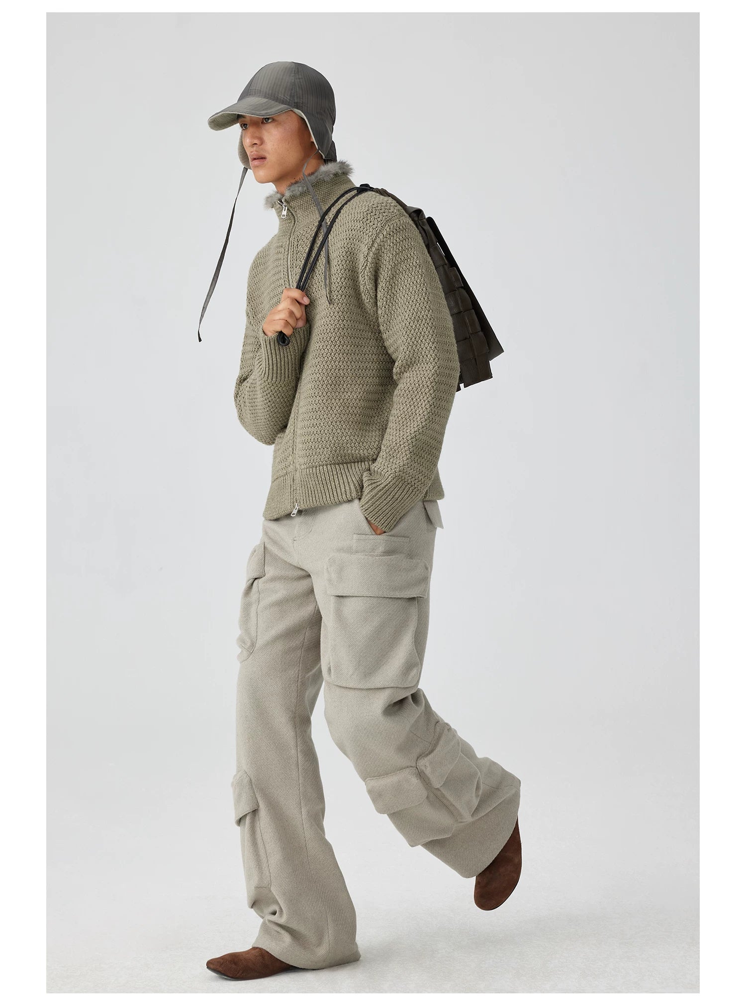 Multi-Pocket Wide-Leg Cargo Trouser