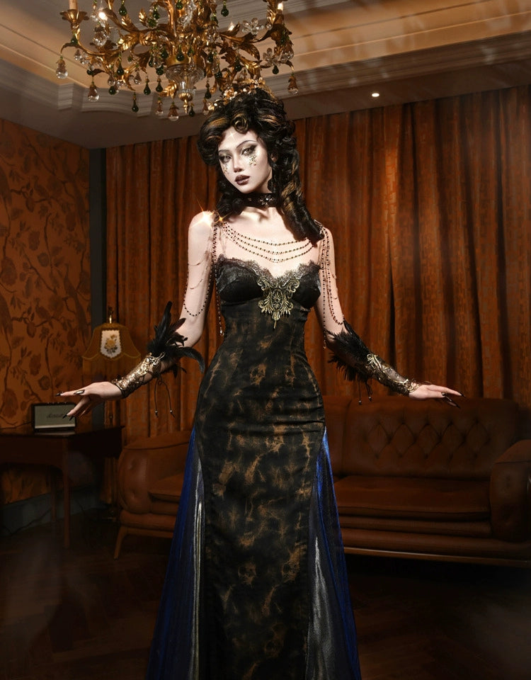 Midnight Lace Victorian Evening Gown