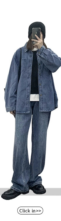 Veste de chemise en jean bleu foncé vintage