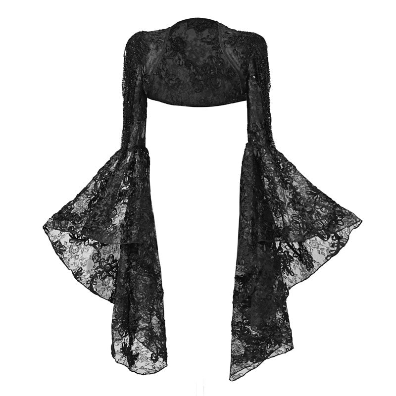 Gothic Black Lace Dramatic Bell Sleeve Bolero