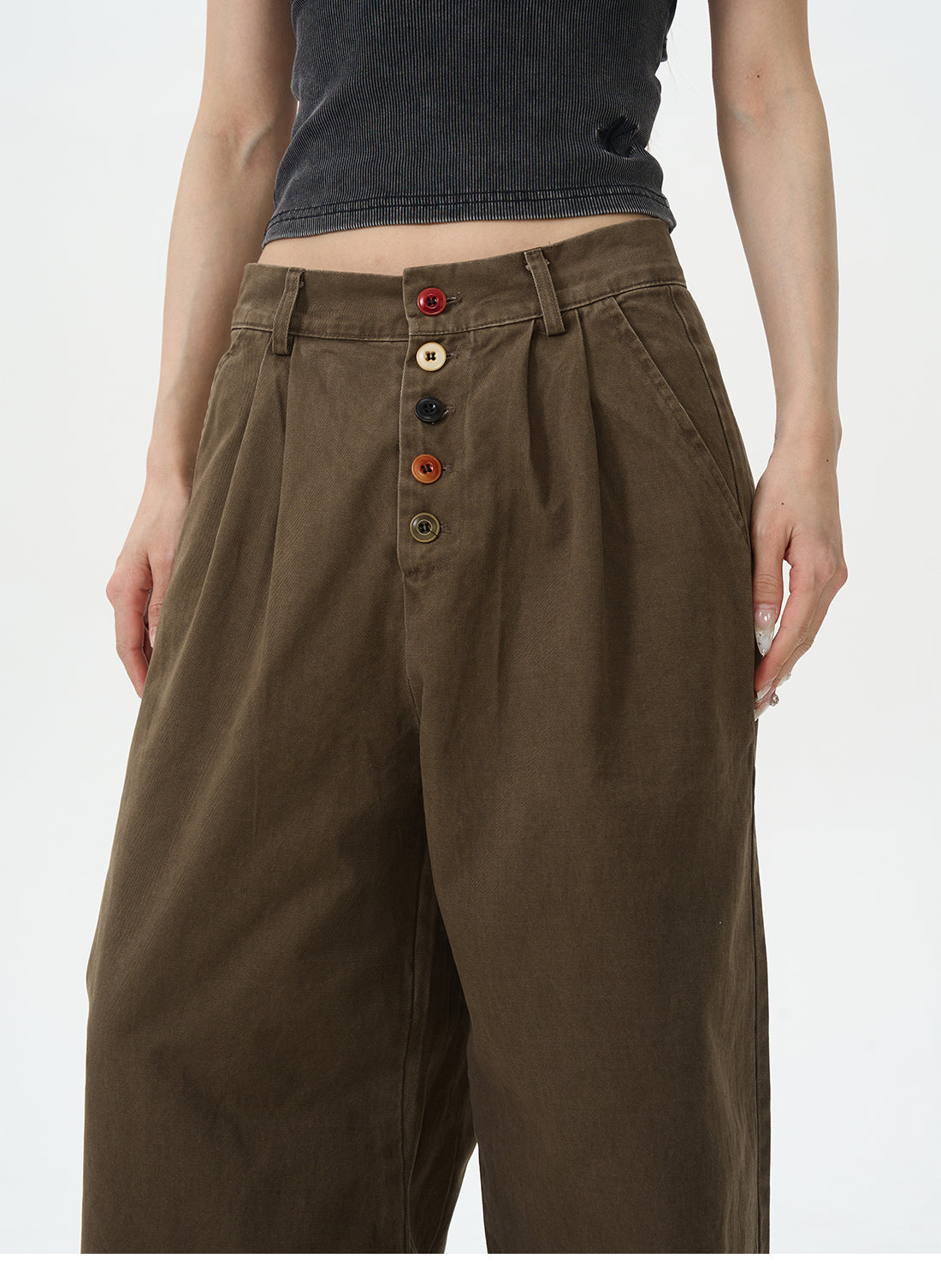 Wide Brown Oversized Combat Trousers