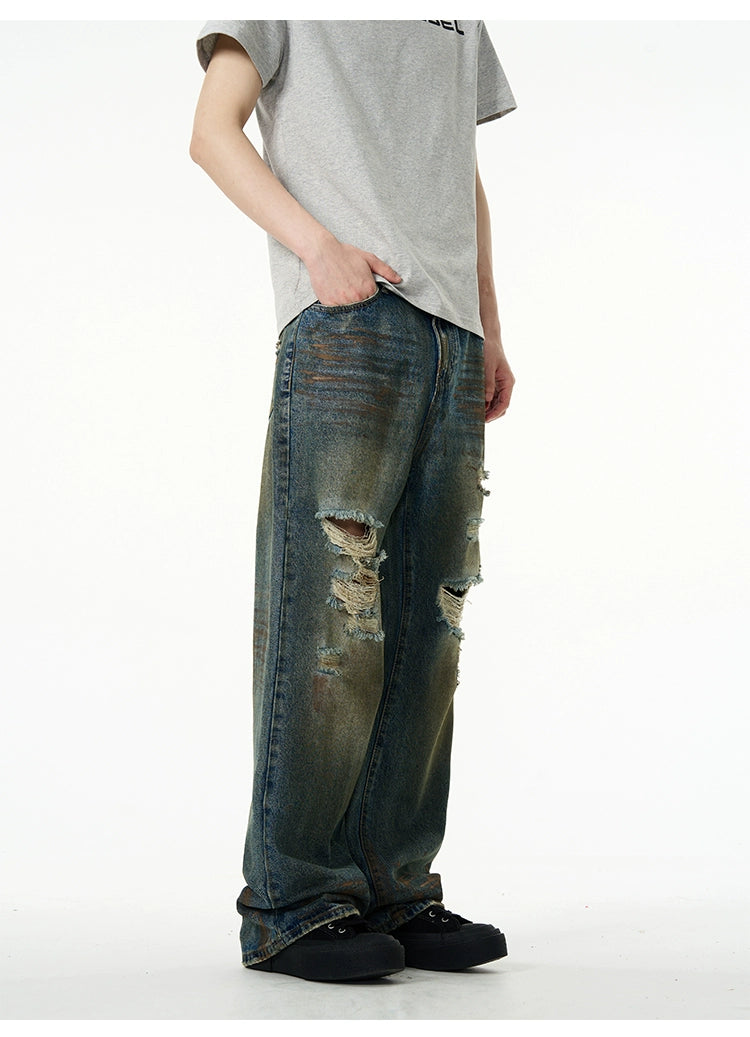 Distressed Baggy Ripped Denim Jeans