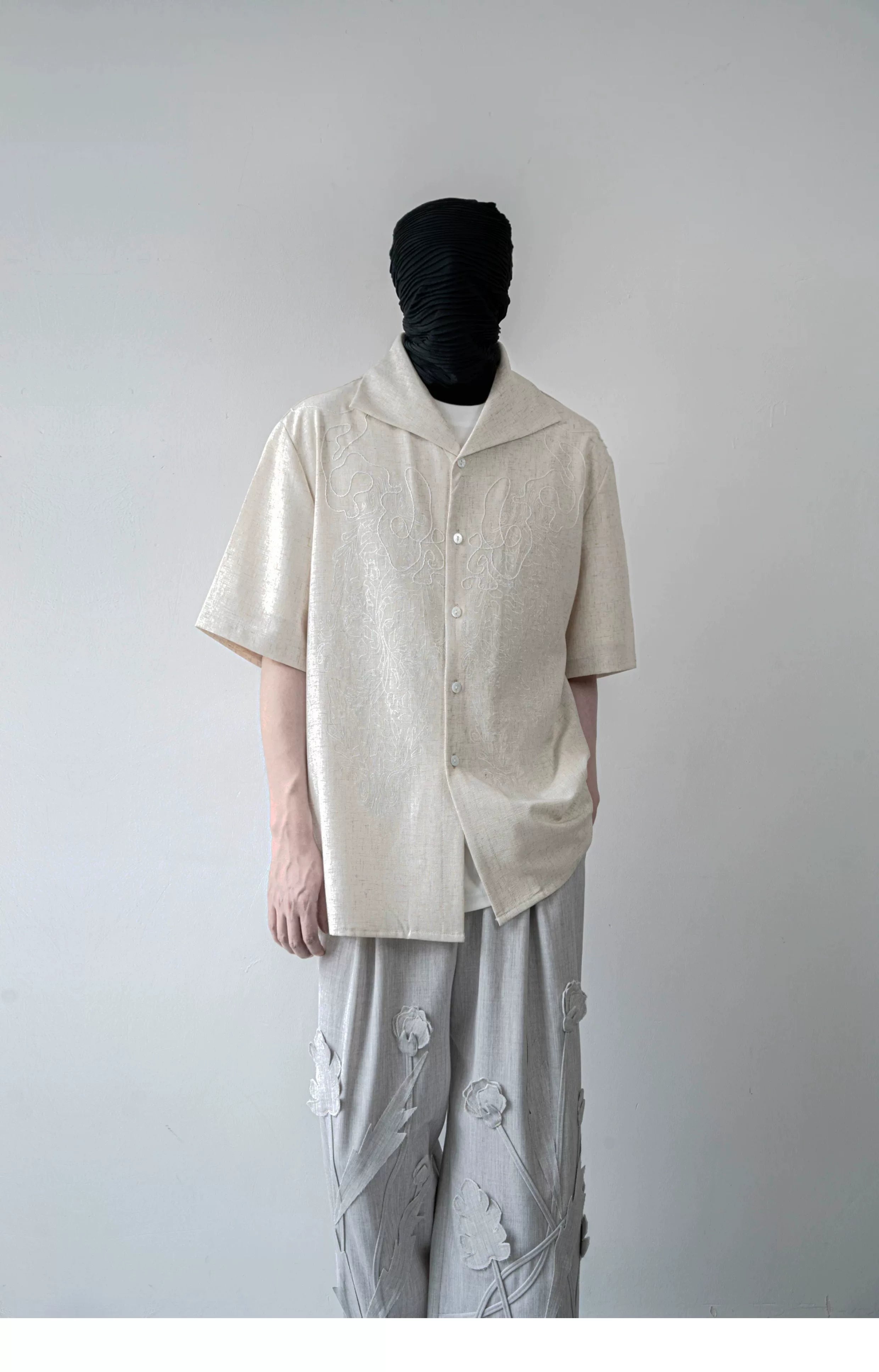 Linen Haze Scroll Camp Shirt