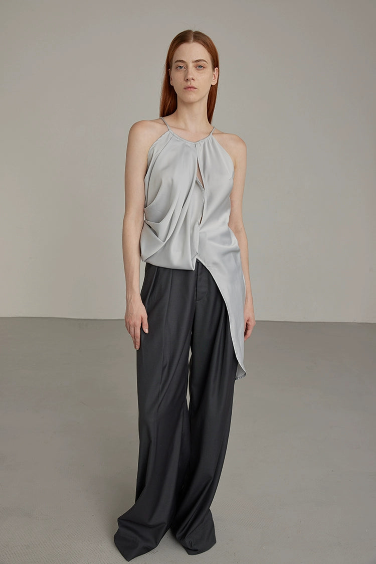 Black Wide-Leg High-Waist Trousers