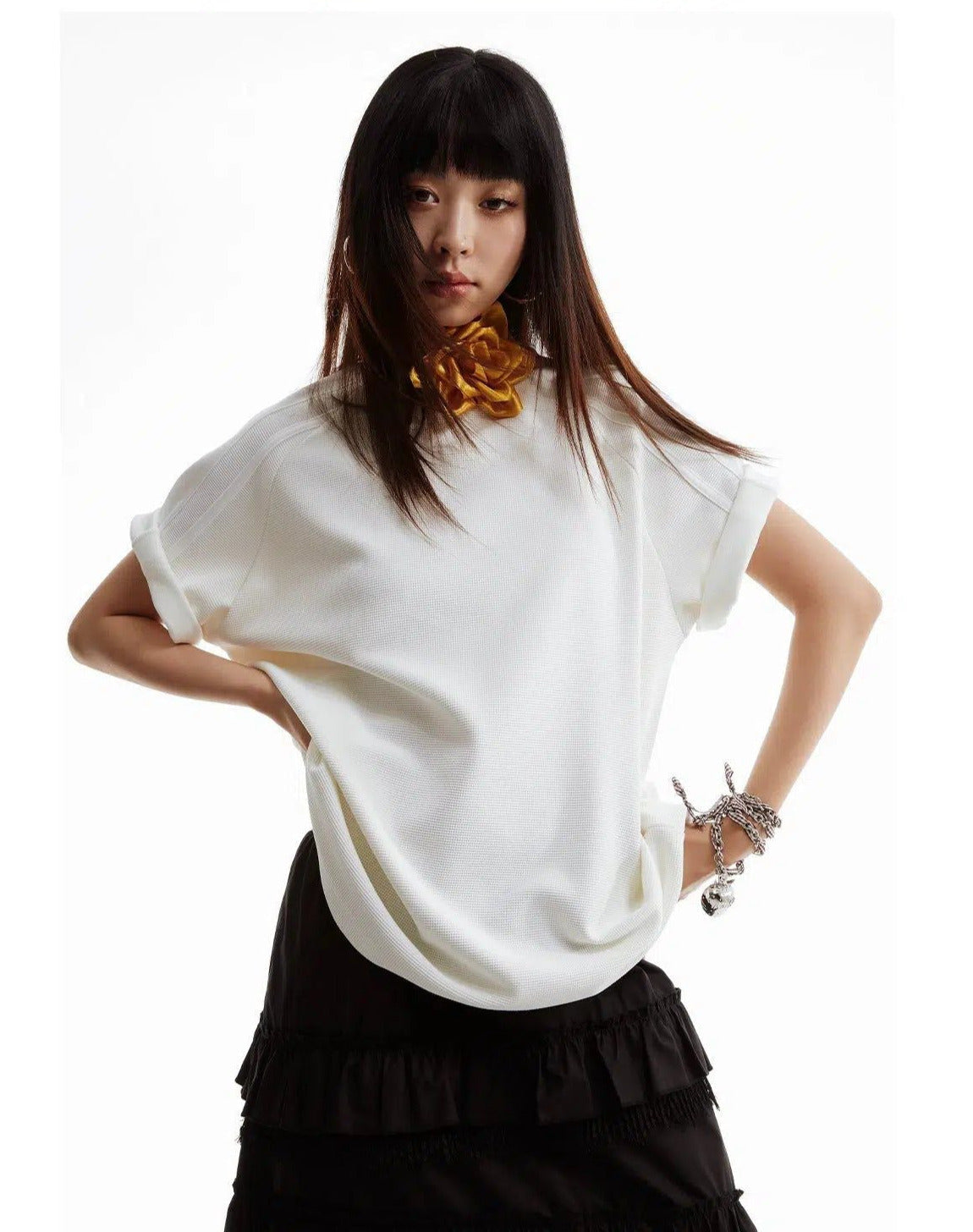 Waffle Grid Comfy Fit Tee - chiclara