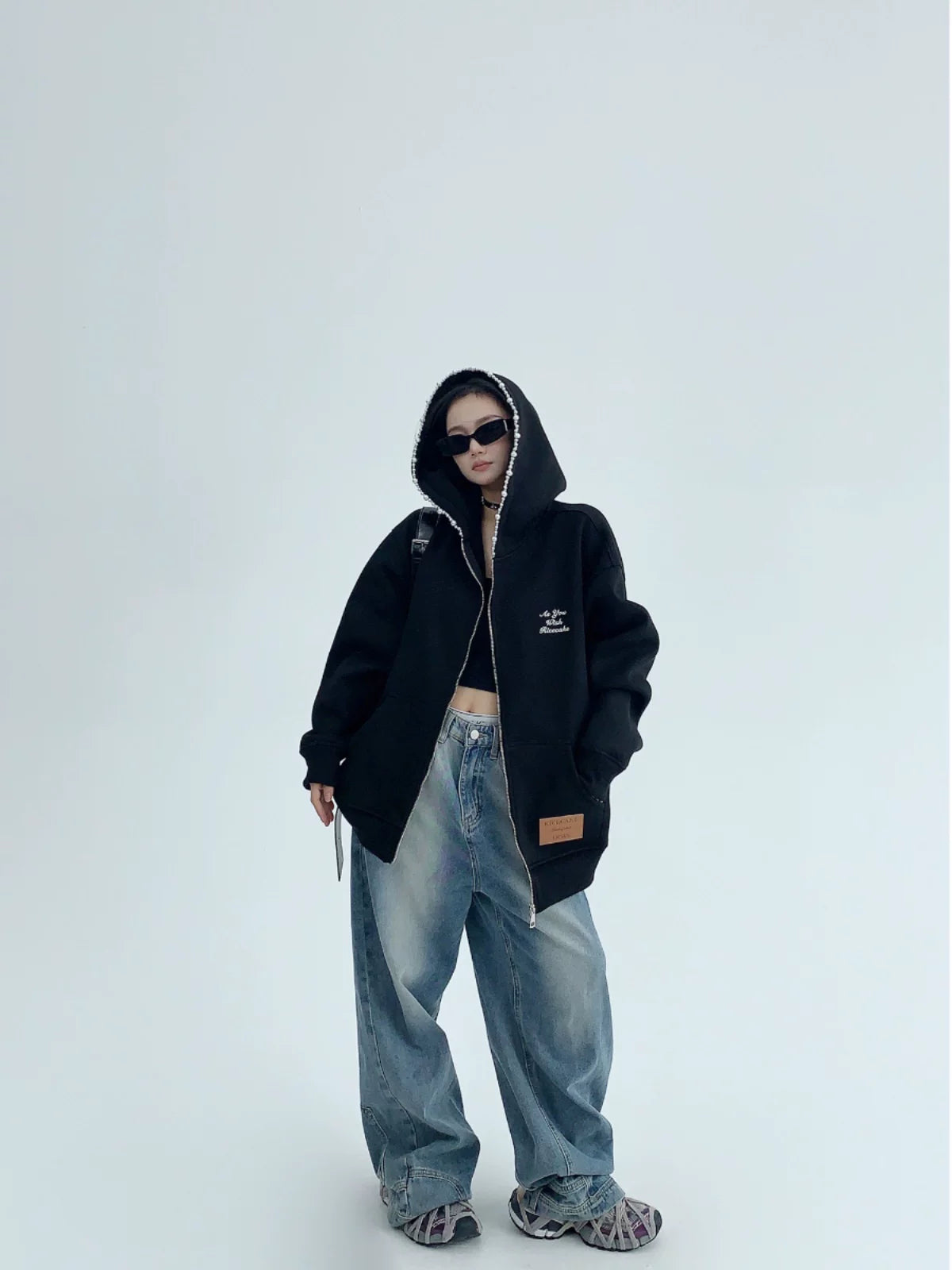 Pearl Trim Cloud Zip Hoodie