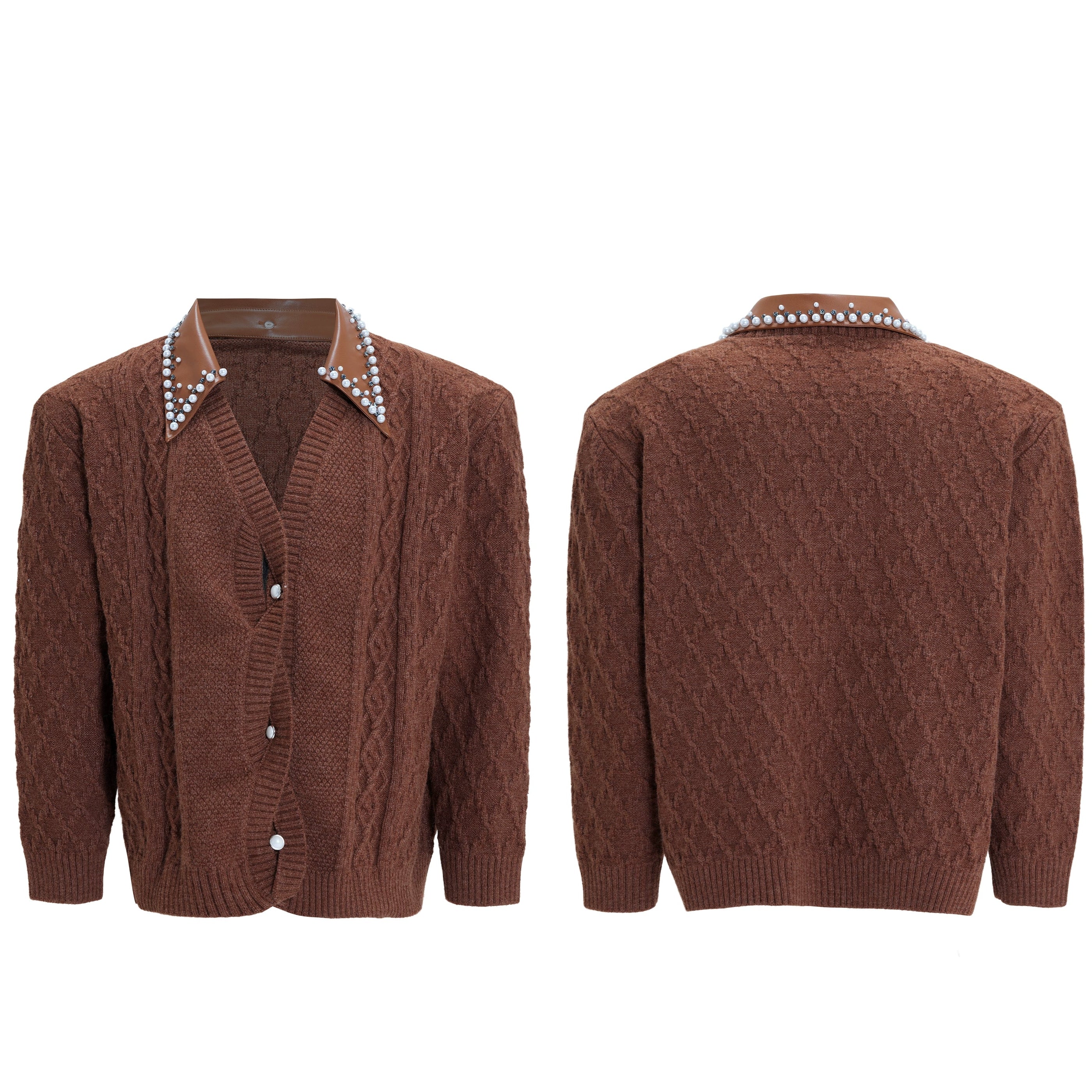 Cable Stud Collar Cardigan