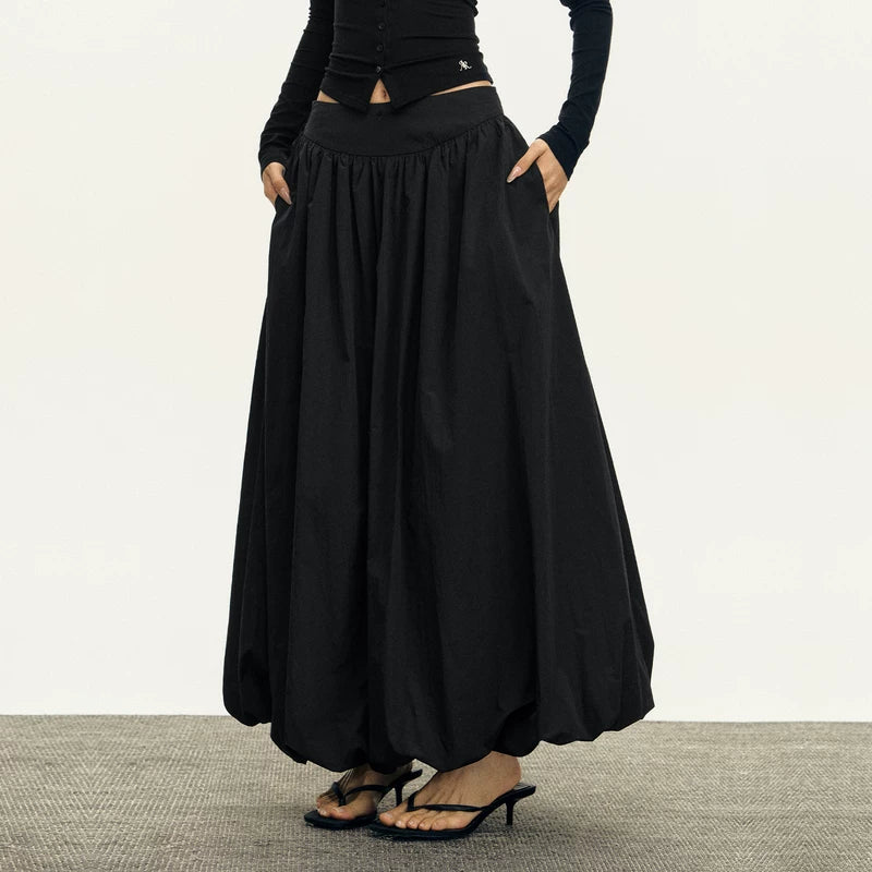 High Waisted Pleated Maxi Skirt
