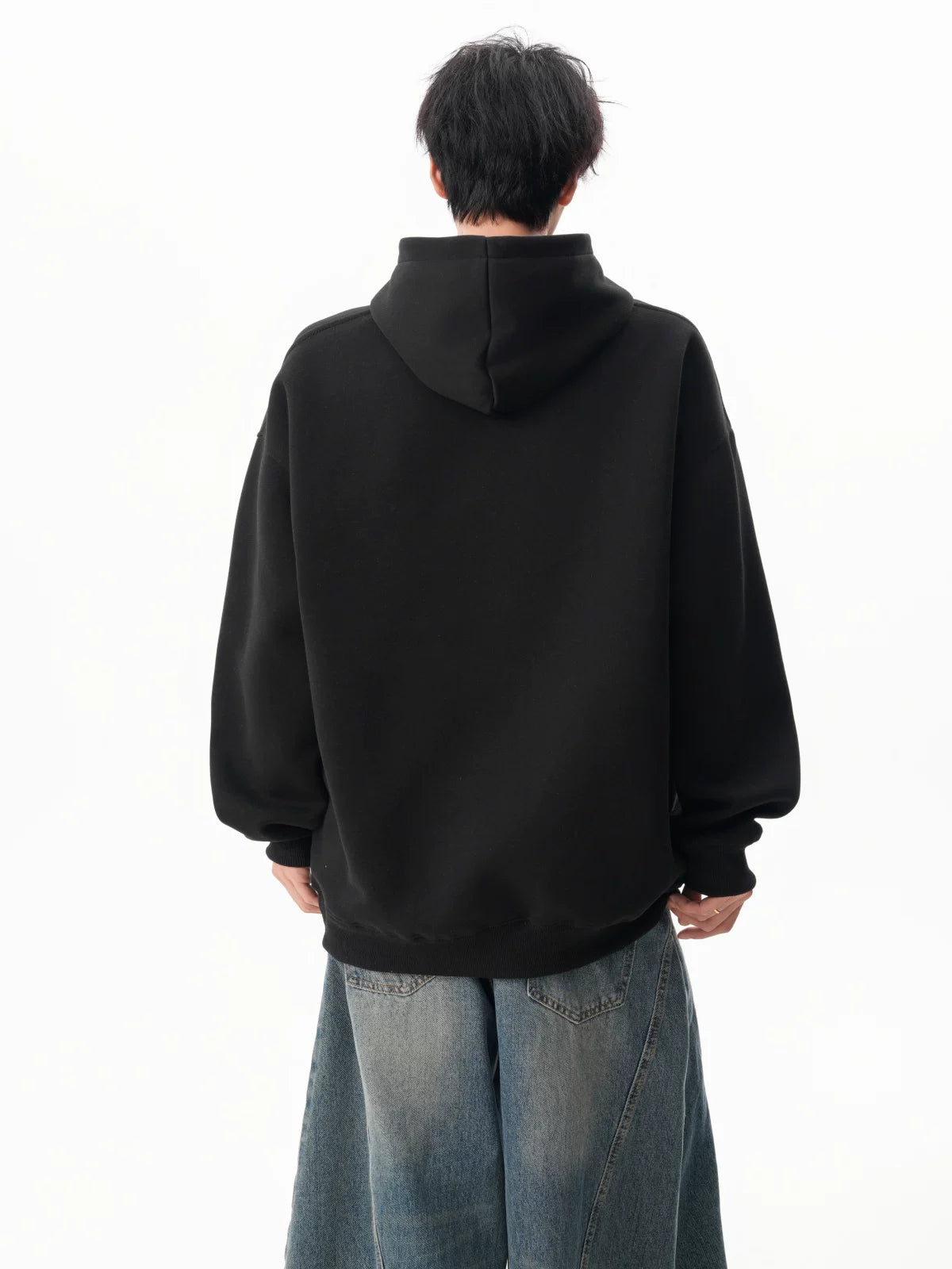 Noir Minimal Drop‑Shoulder Hoodie