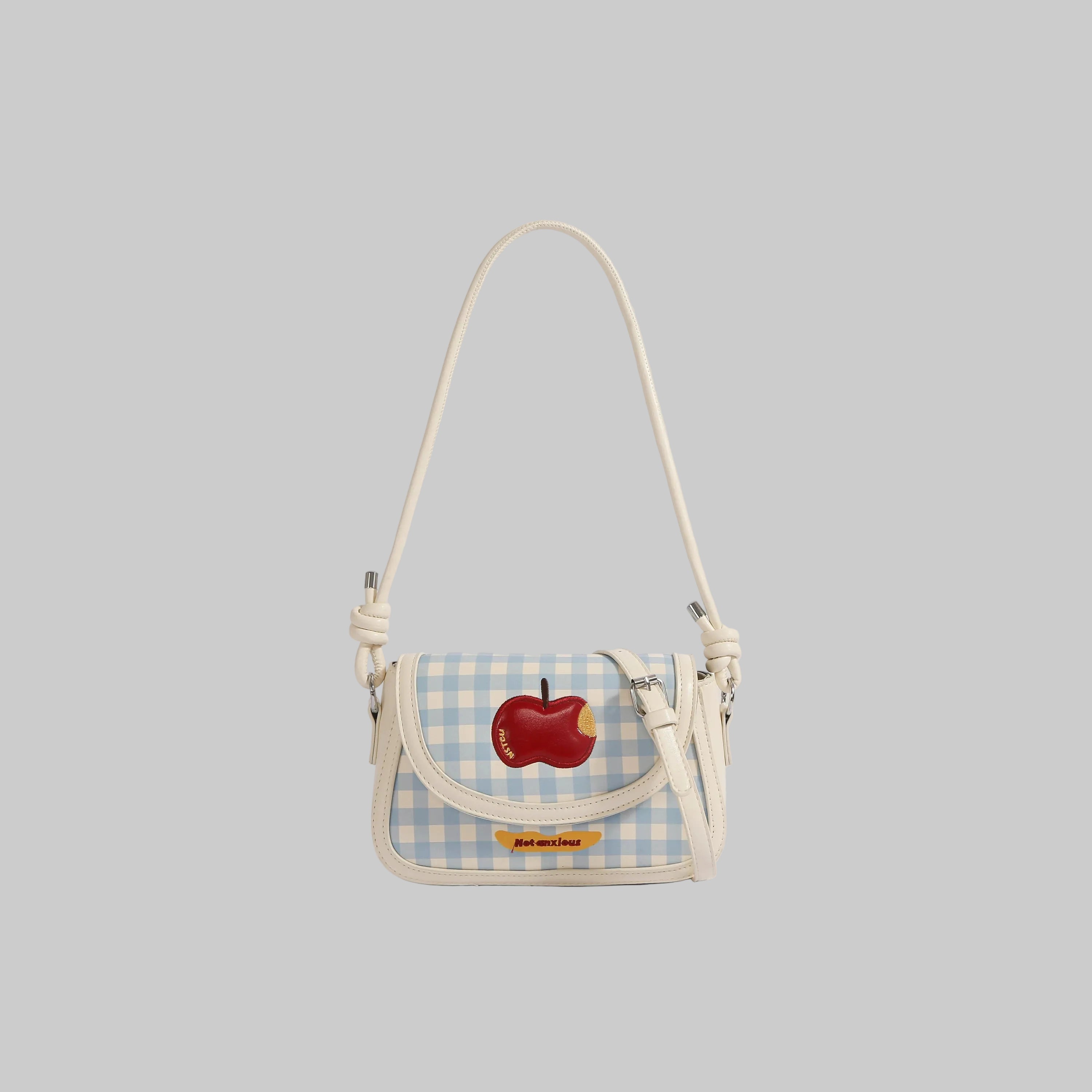 Gingham Apple Picnic Shoulder Bag