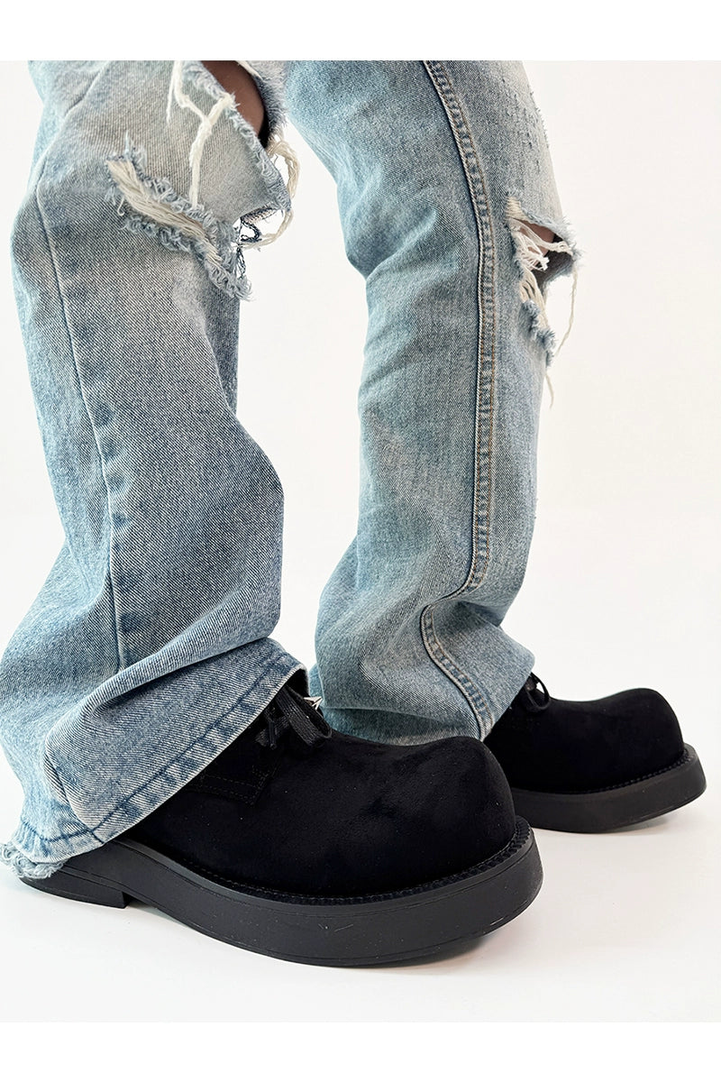 Chunky Work-Style Suede Derby Shoes