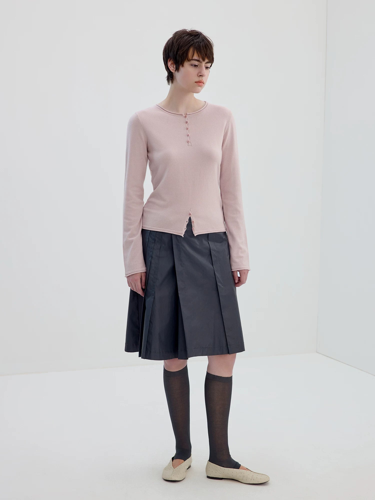Mossveil Pleated Mini Skirt