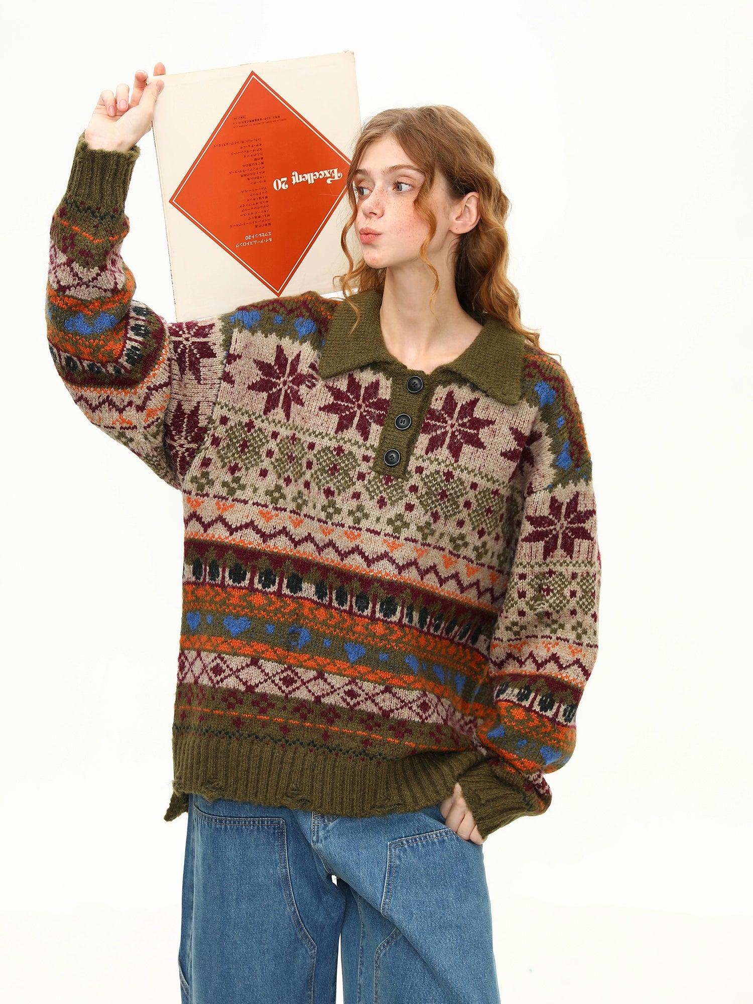 Forest Carol Henley Fair Isle Sweater