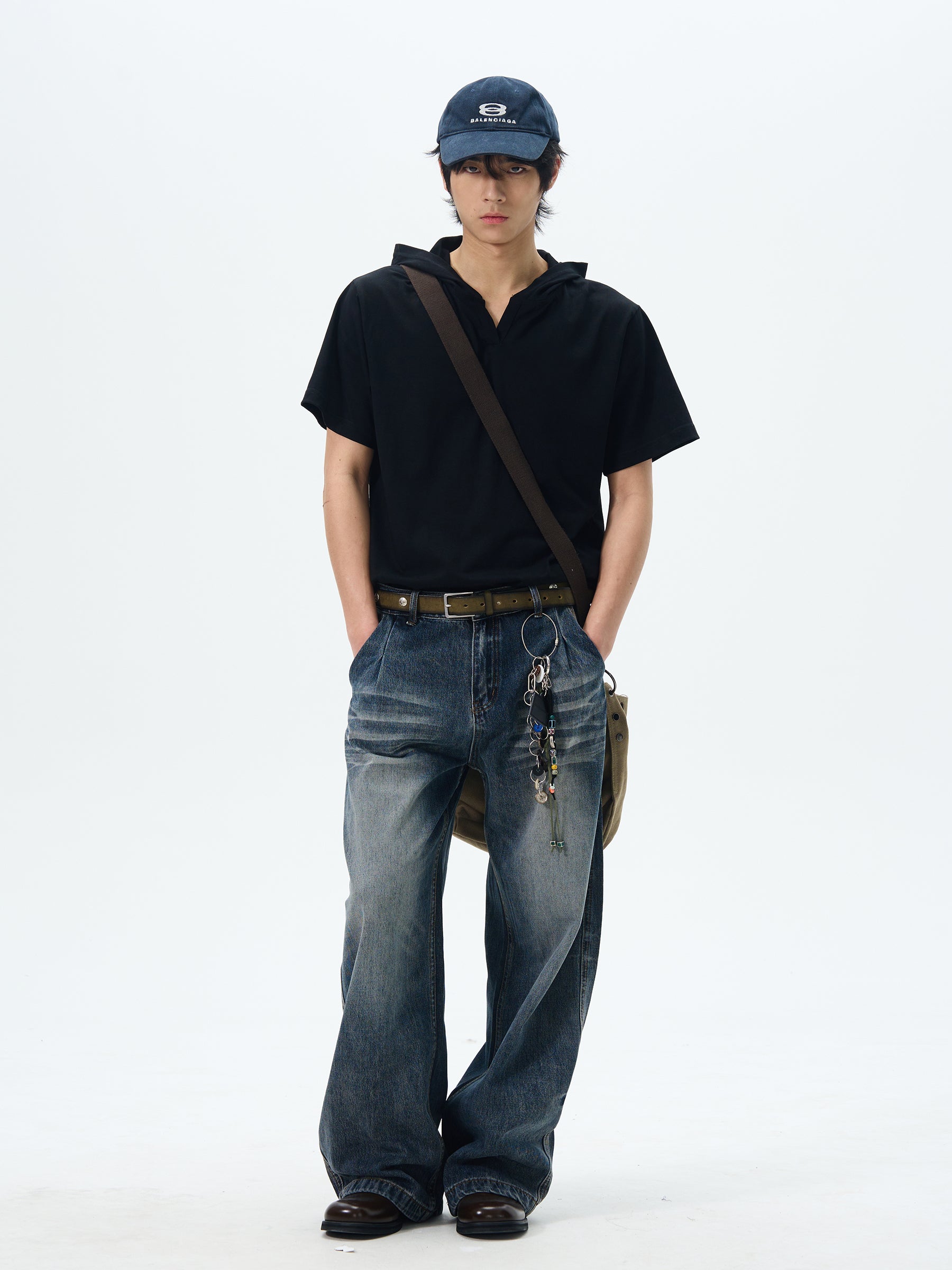 Vintage Wide-Leg Dark Denim Jeans