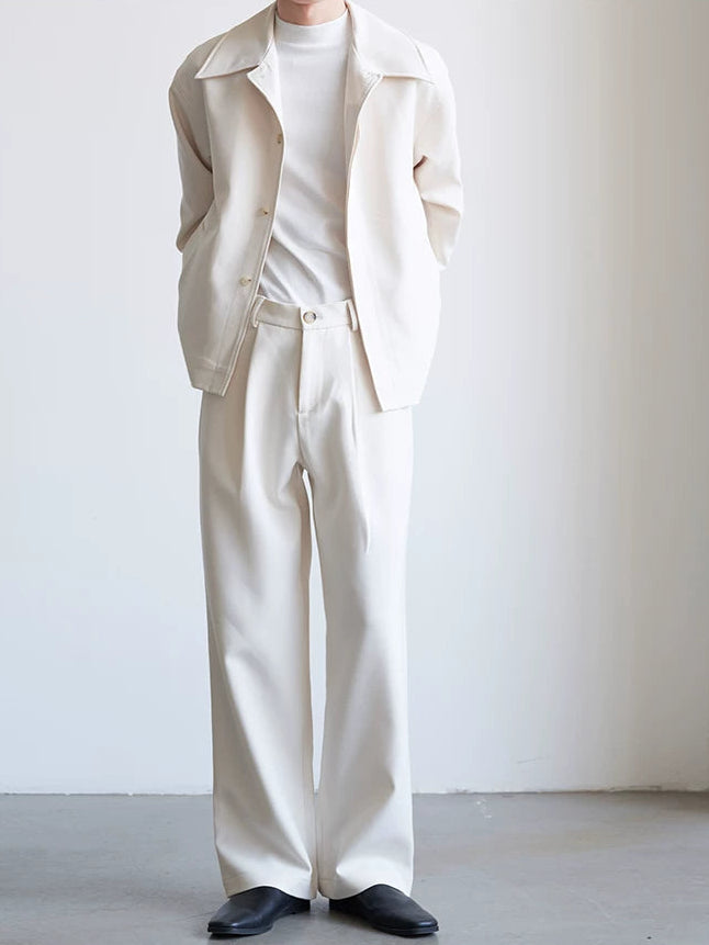 Pleated Tailored Wide-Leg Trousers