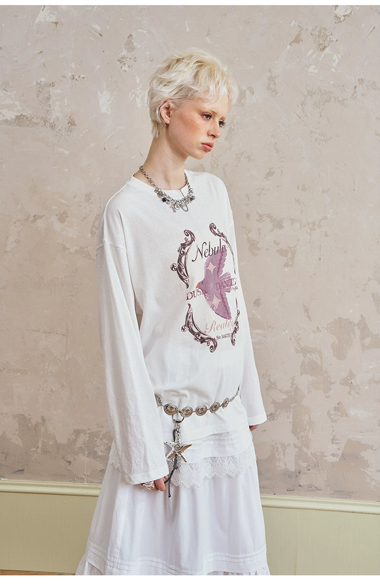 Vintage Graphic Print Layered Sweater