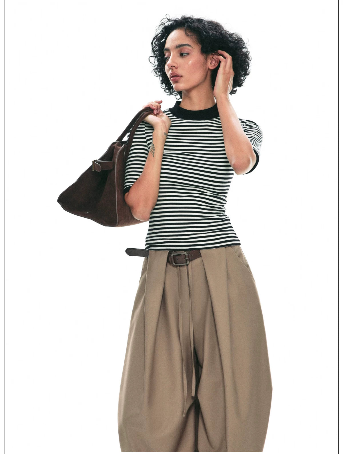 Draped Pleat Sarouel Trousers