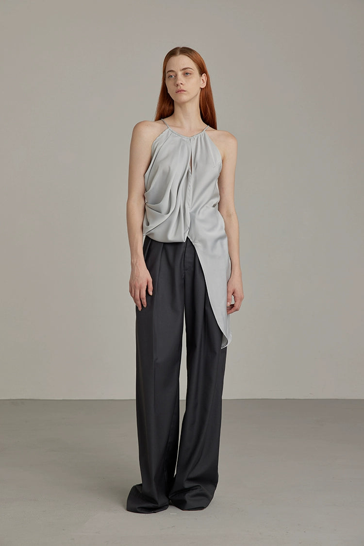 Black Wide-Leg High-Waist Trousers