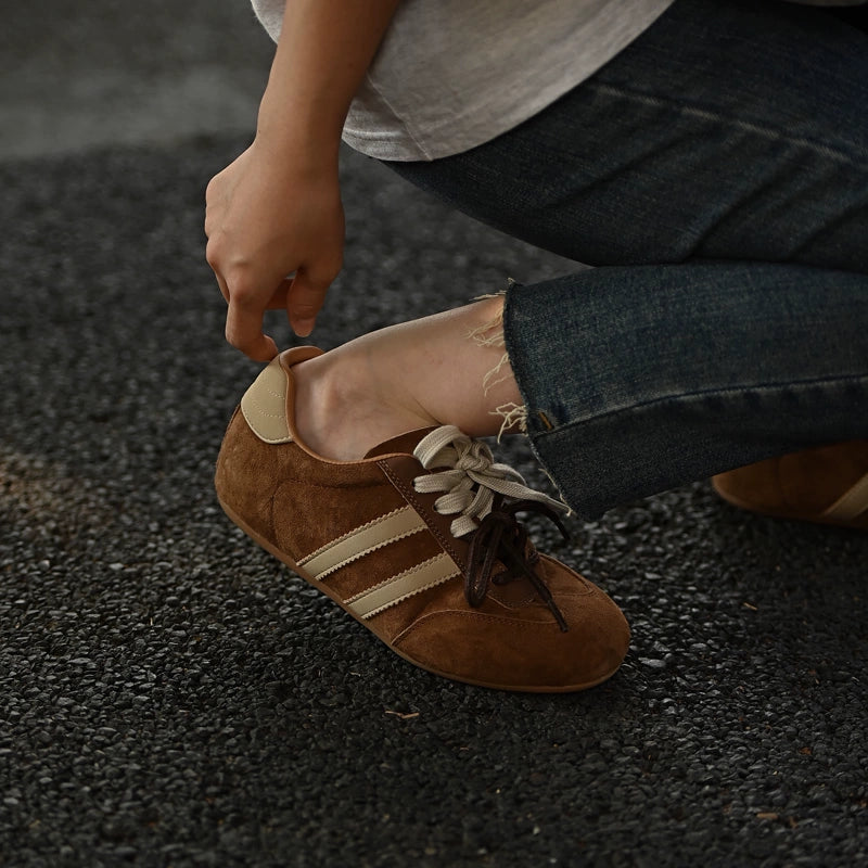 Vintage Brown Suede Stripe Shoes