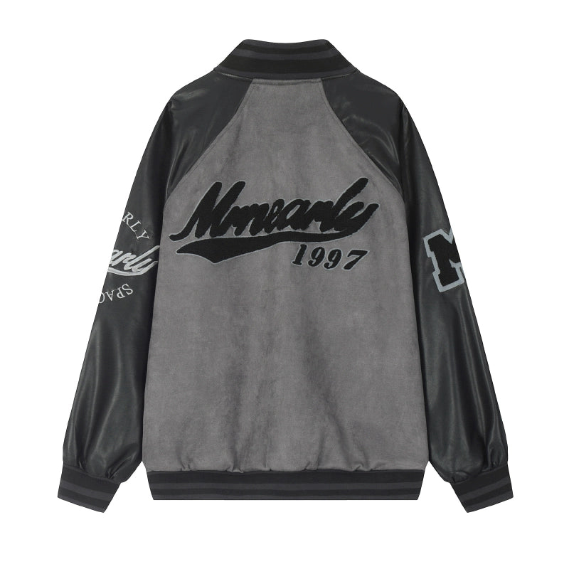 Monochrome Script Varsity Bomber Jacket
