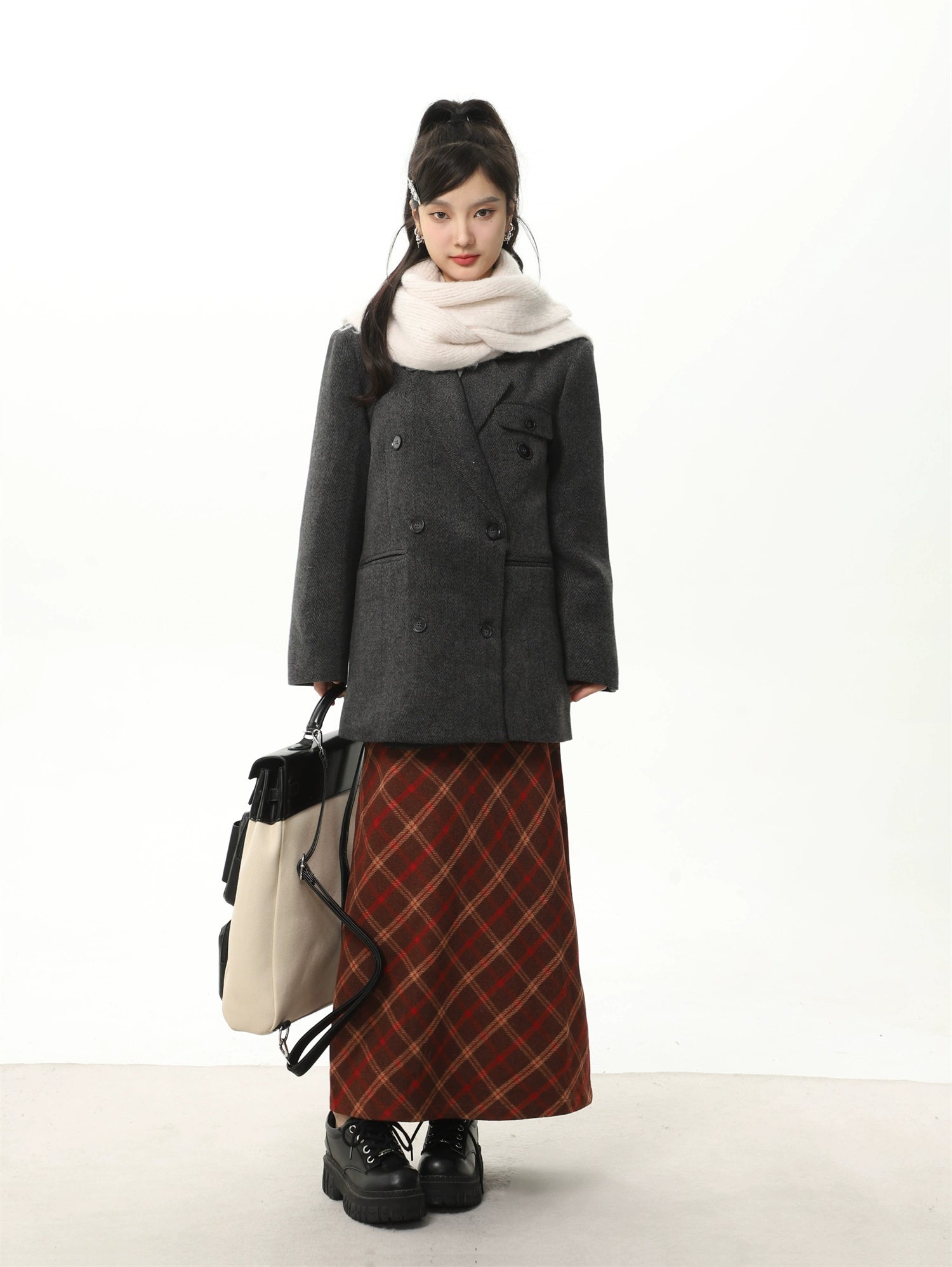 Jupe à carreaux à taille haute